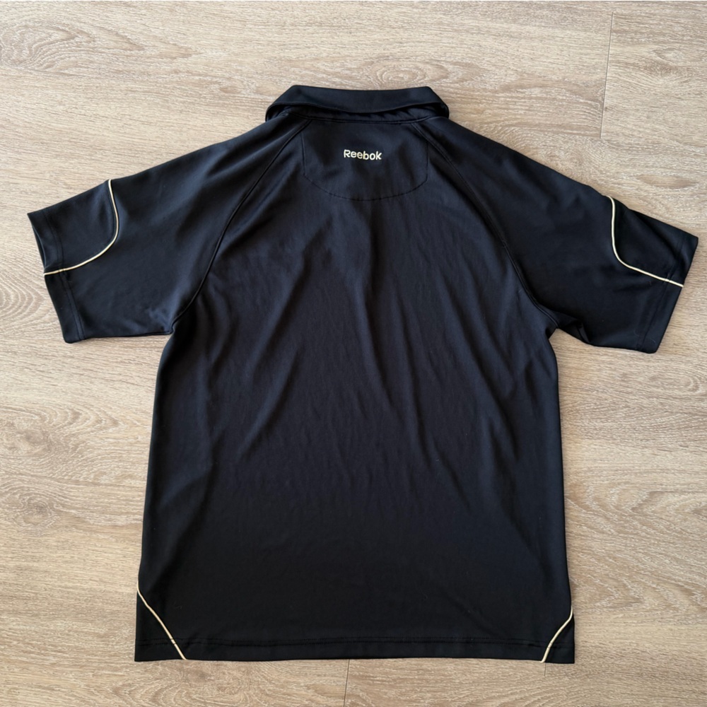 Reebok Pittsburgh Penguins NHL Polo Shirt Black Gold Mens Medium Logo - Picture 5 of 10